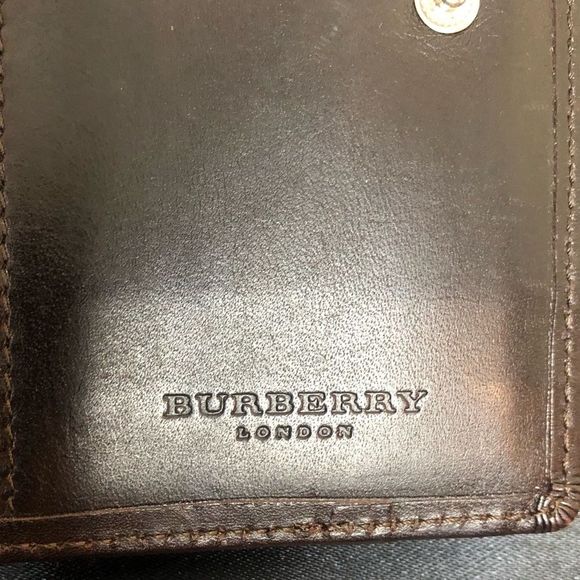 BURBERRY Nova Check Compact Dark Brown Leather and Canvas Kisslock Wallet - Picture 9 of 17